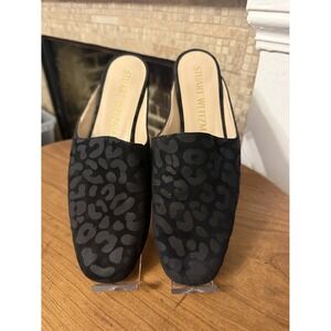 Stuart Weitzman Women's Flat Size 9 Black Tonal Leopard Print EUC